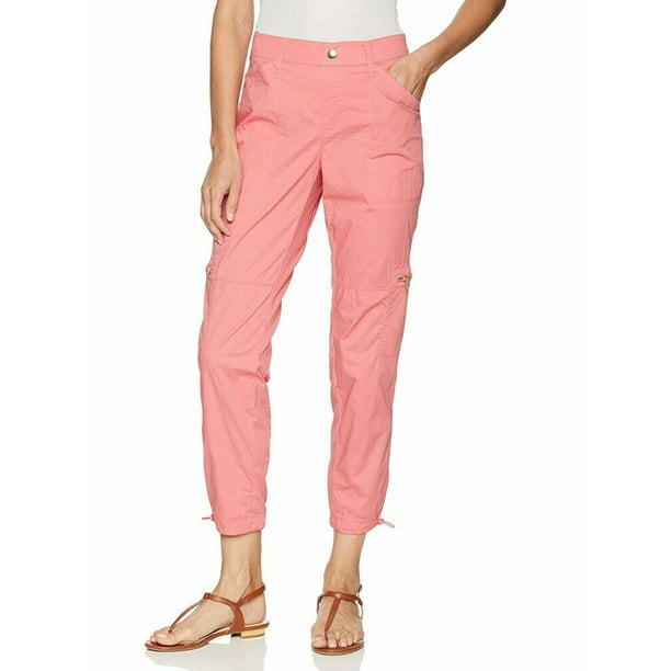NWT Rafaella Womens Sz 10 Comfort Waist Pull-On Ripstop Cargo Ankle Pants Pink